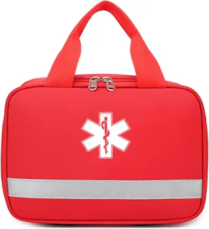 Red First Aid Bag Empty,Travel Trauma Bag,Portable First Responder Storage Compact Survival Medical Bag for Travel, Home, Office, Car, Camping,Sport Outdoors