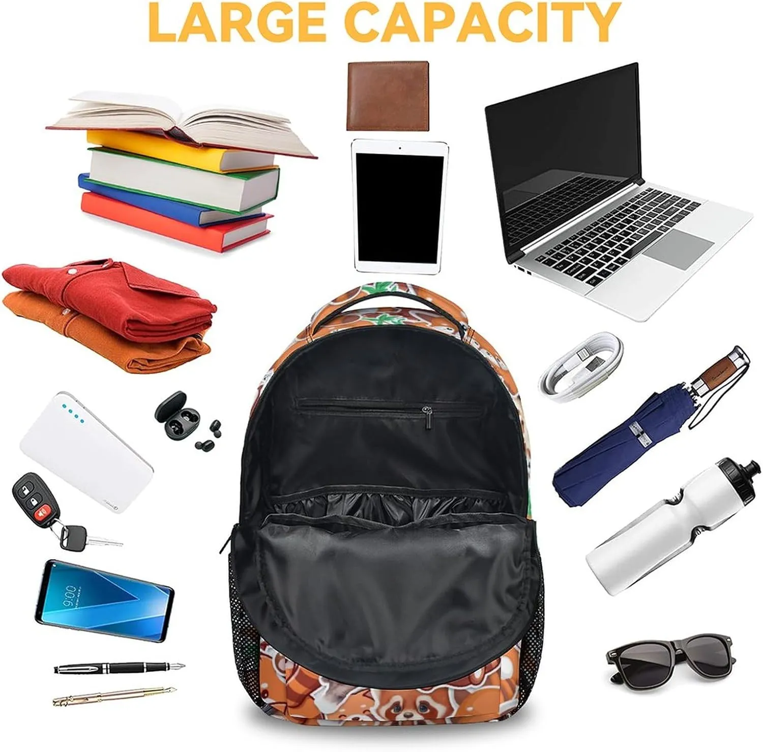 Red Panda Backpack for Girls Boys, 16 Inch School Bookbag with Adjustable Straps, Travel Bag Durable, Lightweight, Large Capacity
