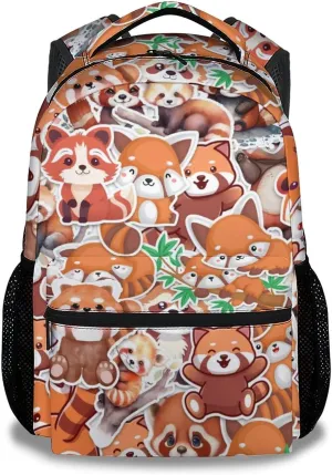 Red Panda Backpack for Girls Boys, 16 Inch School Bookbag with Adjustable Straps, Travel Bag Durable, Lightweight, Large Capacity