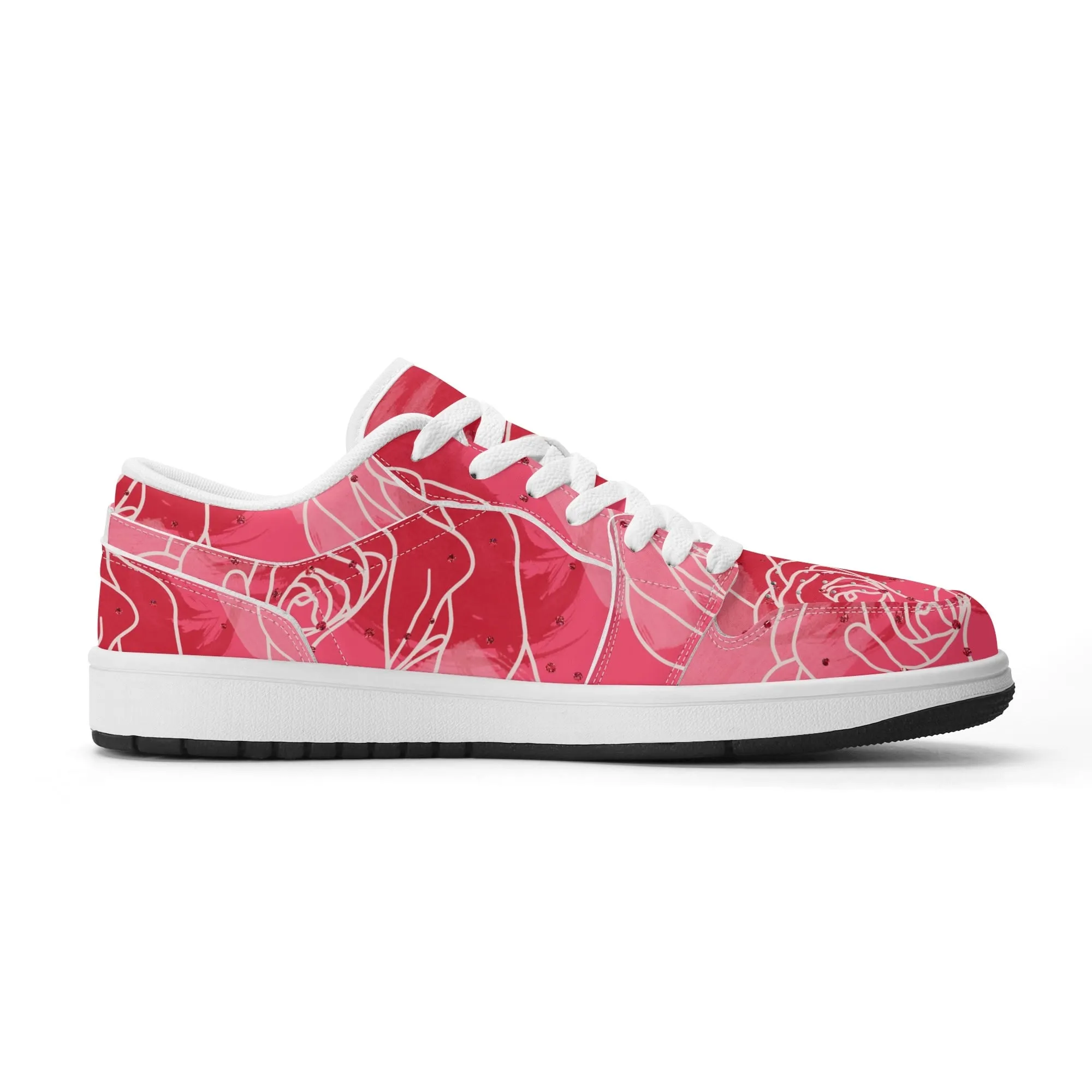 Red Rose Low Top Leder Sneaker für Damen