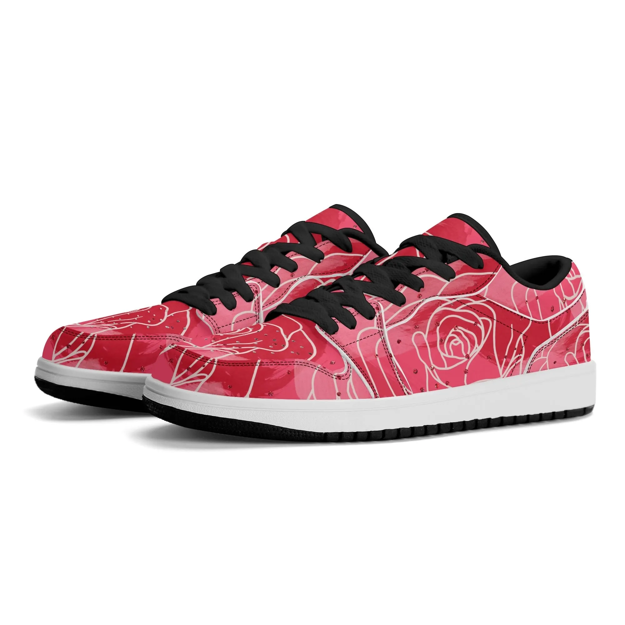 Red Rose Low Top Leder Sneaker für Damen