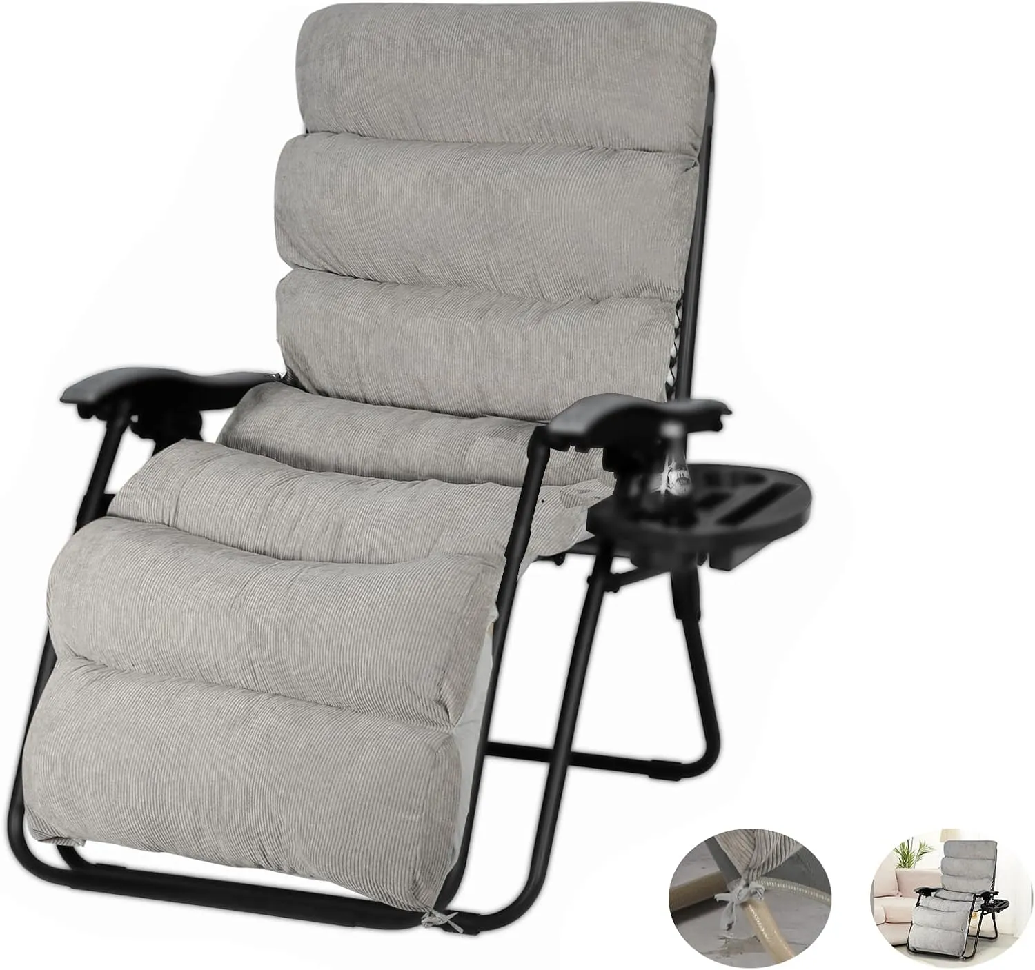 REDCAMP Chaise Lounge Cushion for Patio Furniture,67 inch Zero Gravity Cushion Comfortable Thicker for Indoor Home Office or Outdoor Use,Gray