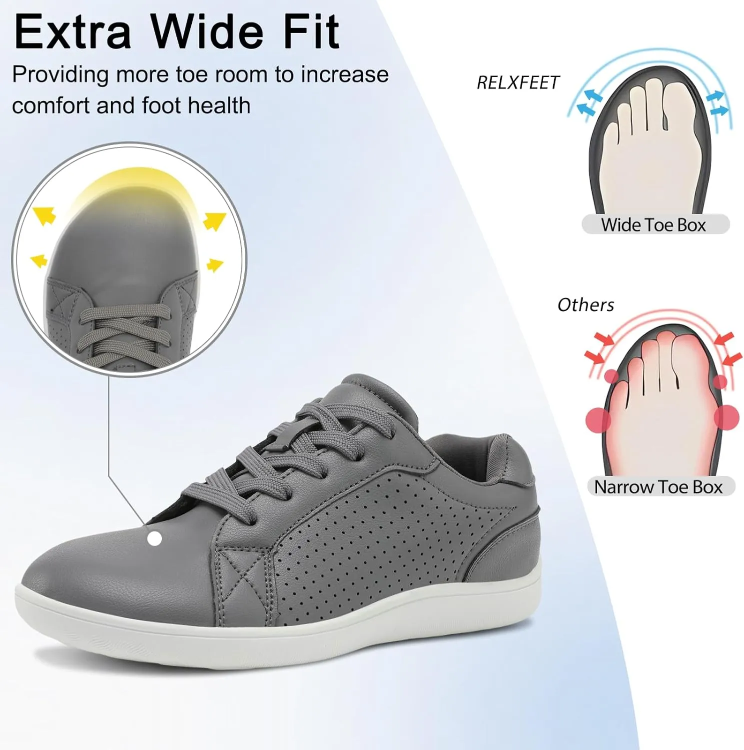 relxfeet Women's Minimalist Barefoot Shoes Zero Drop Walking Shoes Lightweight Fashion Sneakers Wide Toe Box