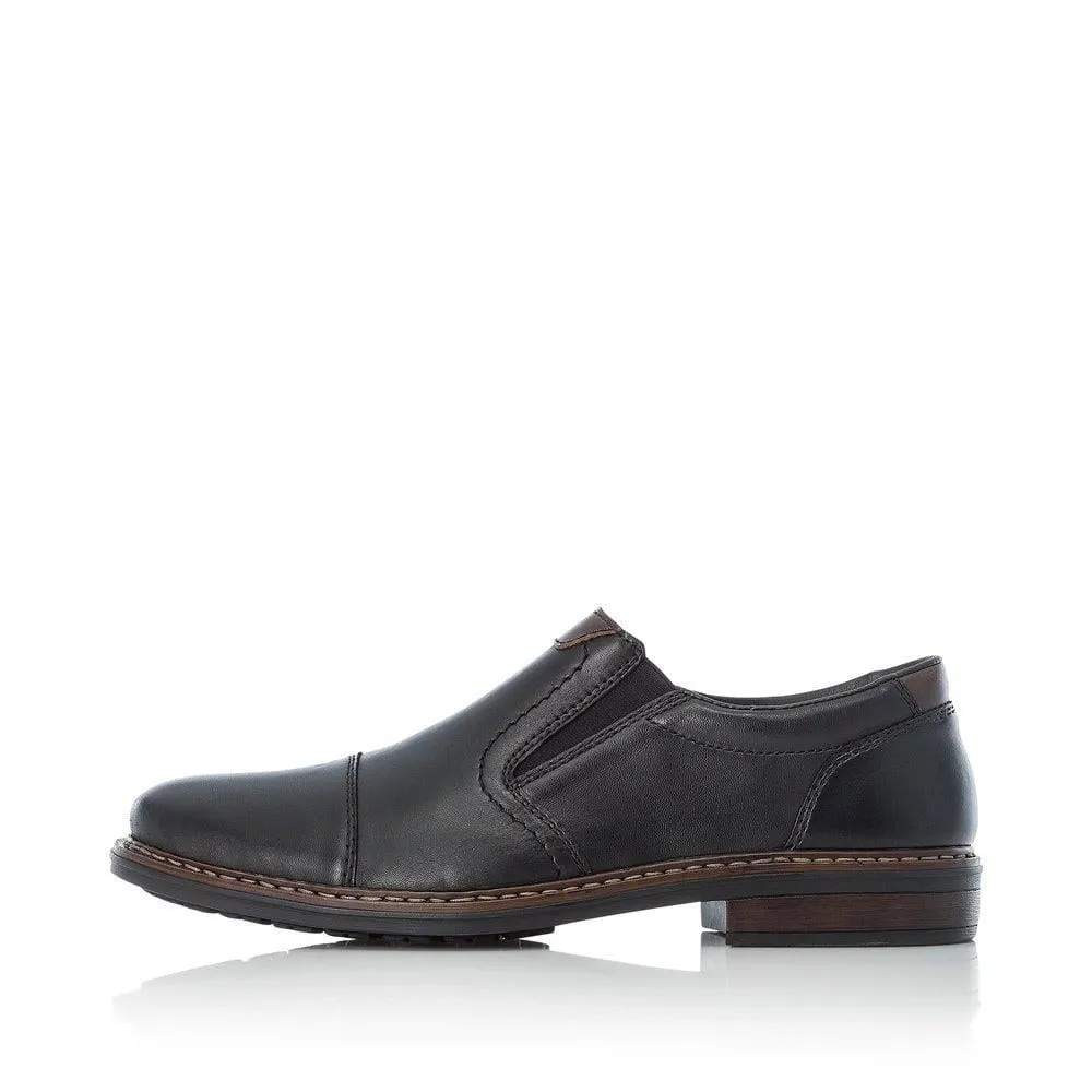 Rieker Mens 17659-00 Slip On Black Leather Extra Wide Fit Shoes