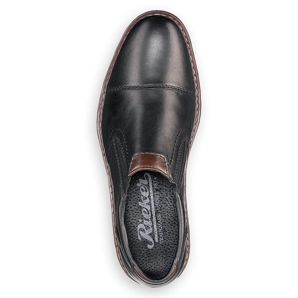 Rieker Mens 17659-00 Slip On Black Leather Extra Wide Fit Shoes