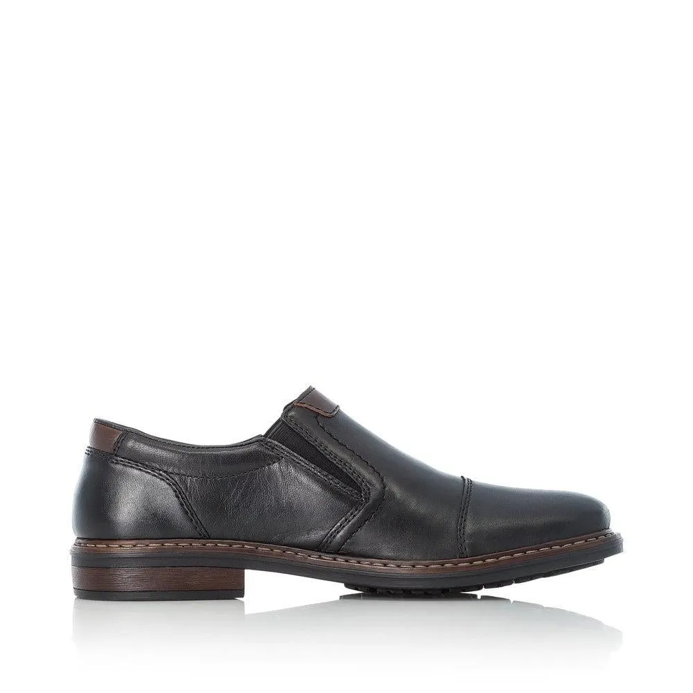 Rieker Mens 17659-00 Slip On Black Leather Extra Wide Fit Shoes