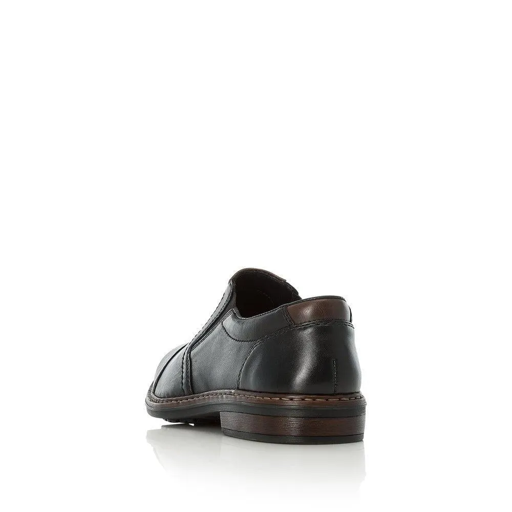 Rieker Mens 17659-00 Slip On Black Leather Extra Wide Fit Shoes