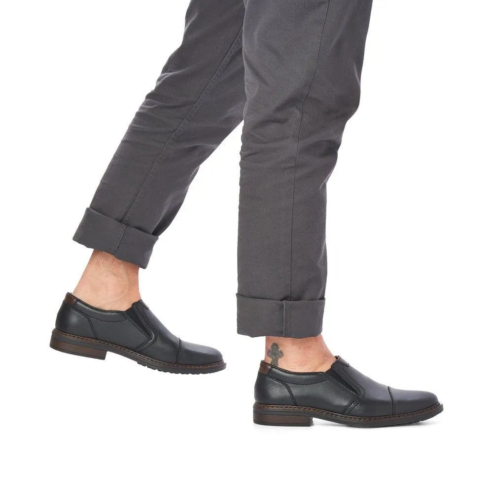 Rieker Mens 17659-00 Slip On Black Leather Extra Wide Fit Shoes