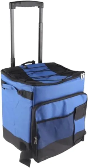 Rolling Cooler, 35-Can Portable Leakproof Insulated Soft Cooler Bag with Wheels and Handle, Cooler Trolley Cart Ice Box for Beach Camping Travel Outdoor