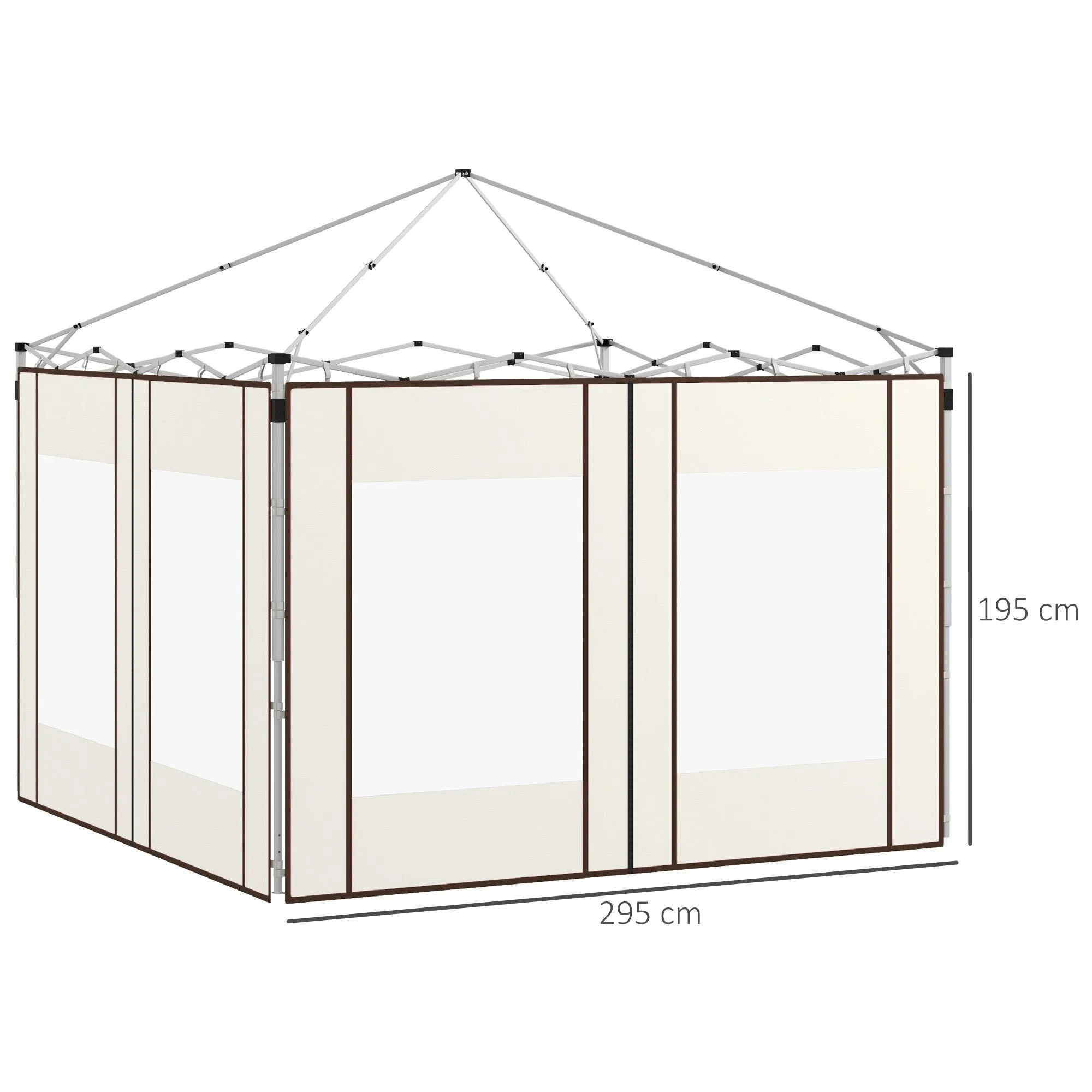 Rootz 2-Pack Gazebo Side Walls - Tent Panels - Outdoor Curtains - Durable Oxford Fabric - 295cm x 195cm x 2H - Fits 3x3m/3x6m Gazebos