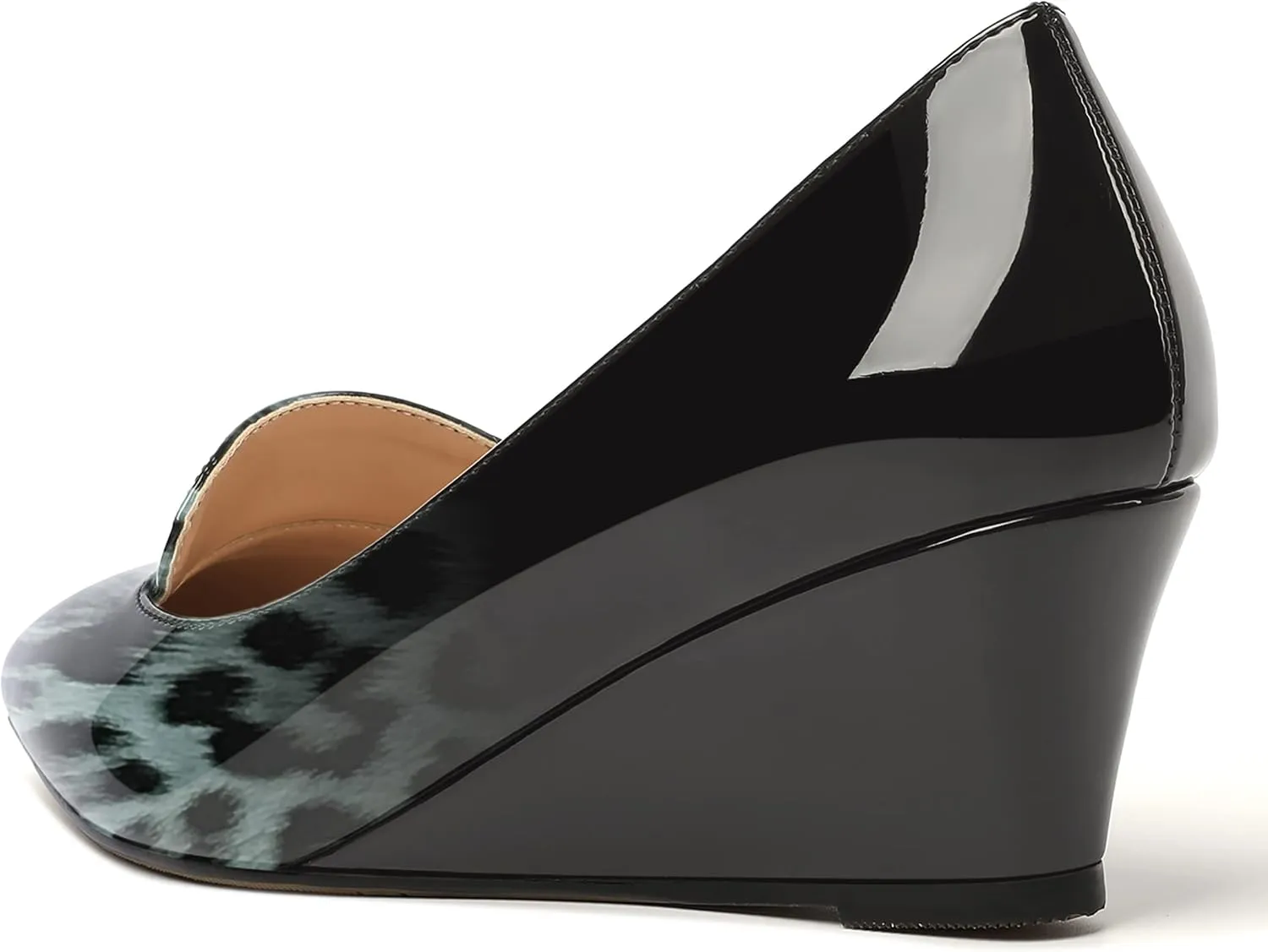 ROSERWISH Womens Patent Comfortable Casual Slip On Office Pointed Toe Wedge Low Heel Pumps Dress Shoes 2 Inch