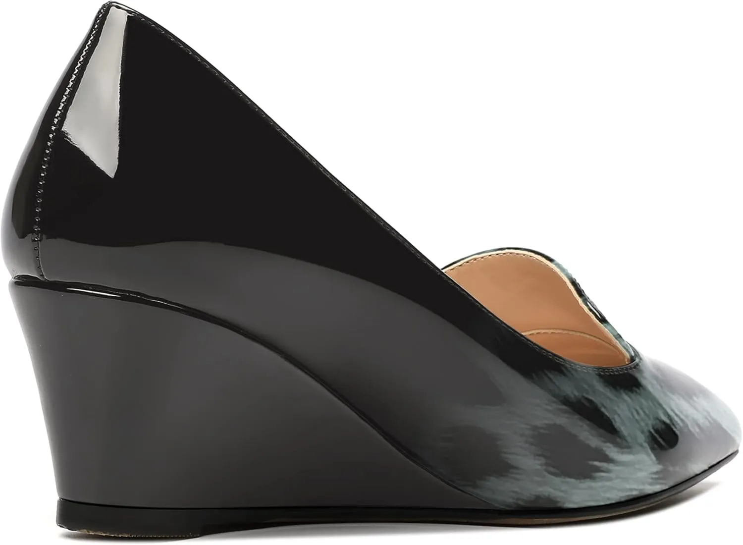 ROSERWISH Womens Patent Comfortable Casual Slip On Office Pointed Toe Wedge Low Heel Pumps Dress Shoes 2 Inch
