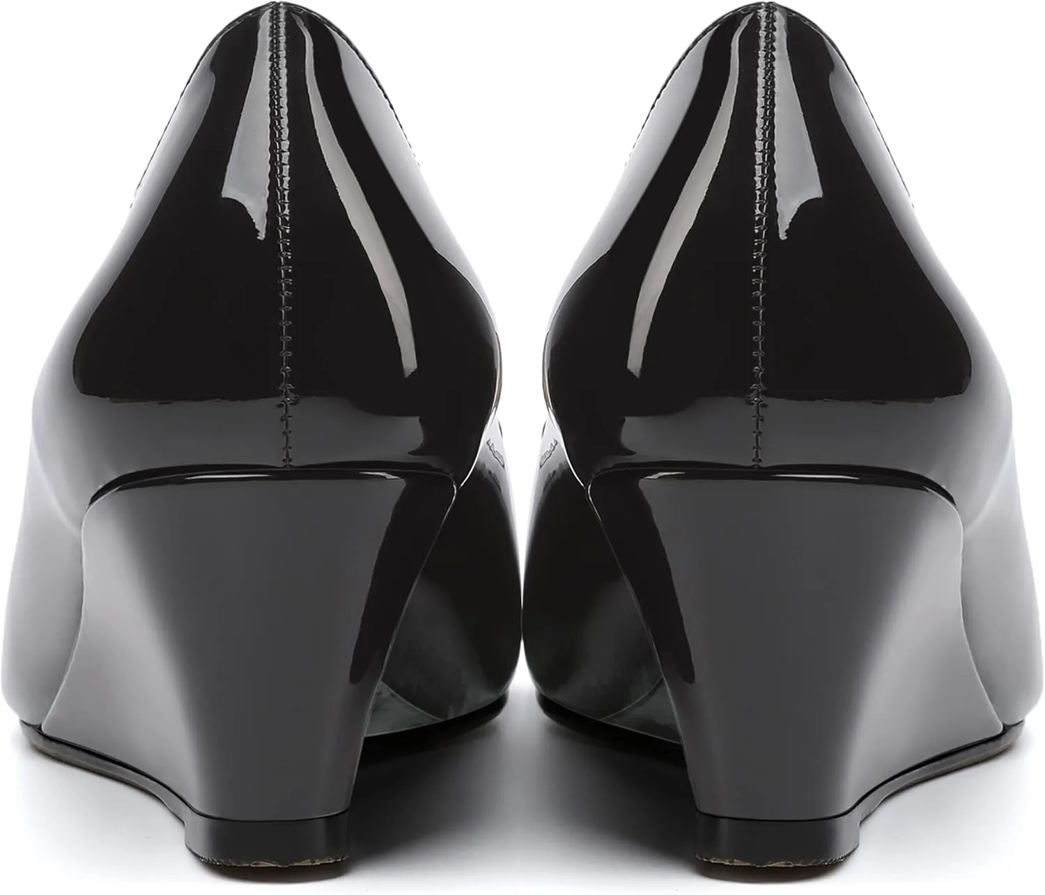 ROSERWISH Womens Patent Comfortable Casual Slip On Office Pointed Toe Wedge Low Heel Pumps Dress Shoes 2 Inch