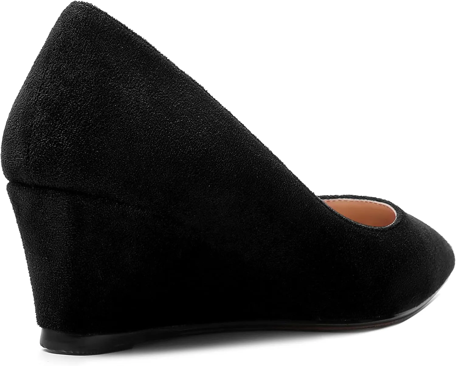 ROSERWISH Womens Wedding Pointed Toe Suede Fashion Slip On Comfortable Wedge Low Heel Pumps Dress Shoes 2 Inch