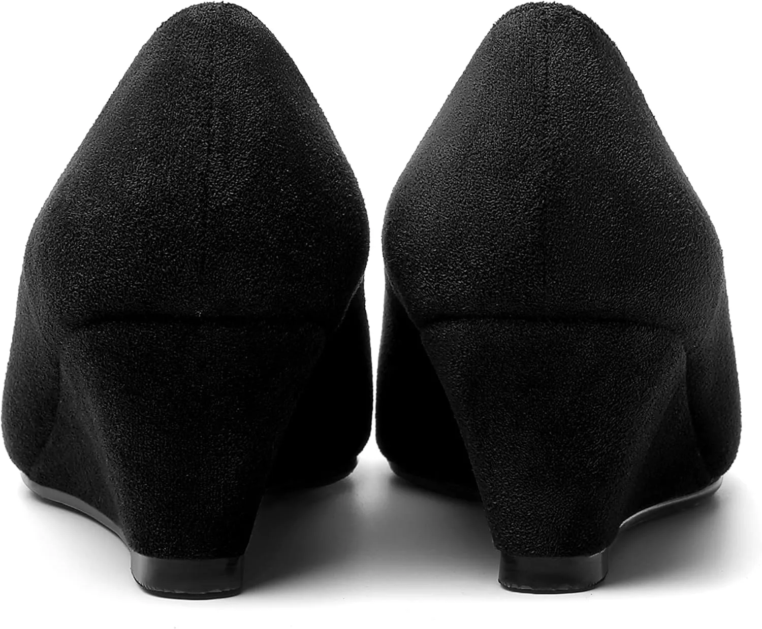 ROSERWISH Womens Wedding Pointed Toe Suede Fashion Slip On Comfortable Wedge Low Heel Pumps Dress Shoes 2 Inch