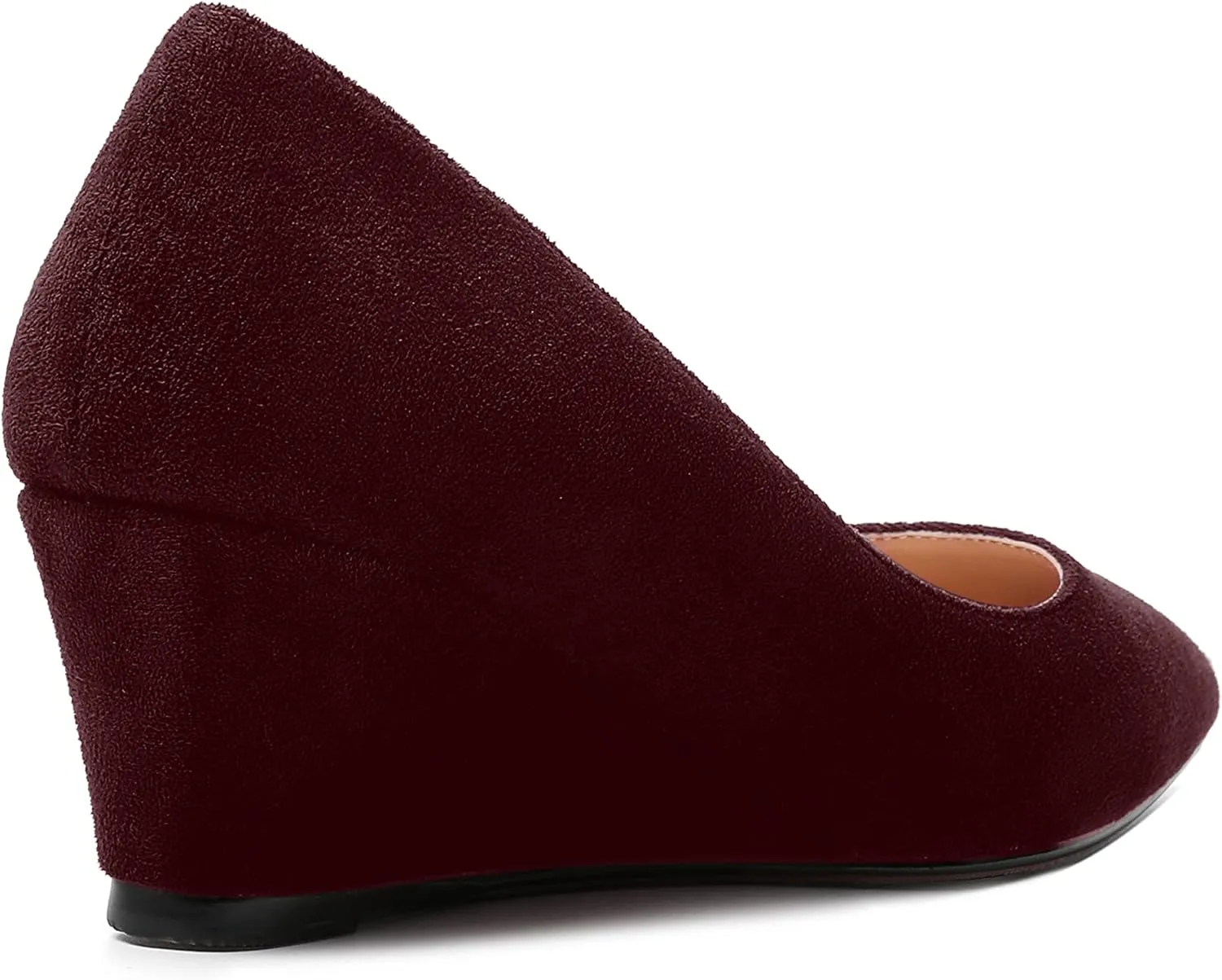 ROSERWISH Womens Wedding Pointed Toe Suede Fashion Slip On Comfortable Wedge Low Heel Pumps Dress Shoes 2 Inch