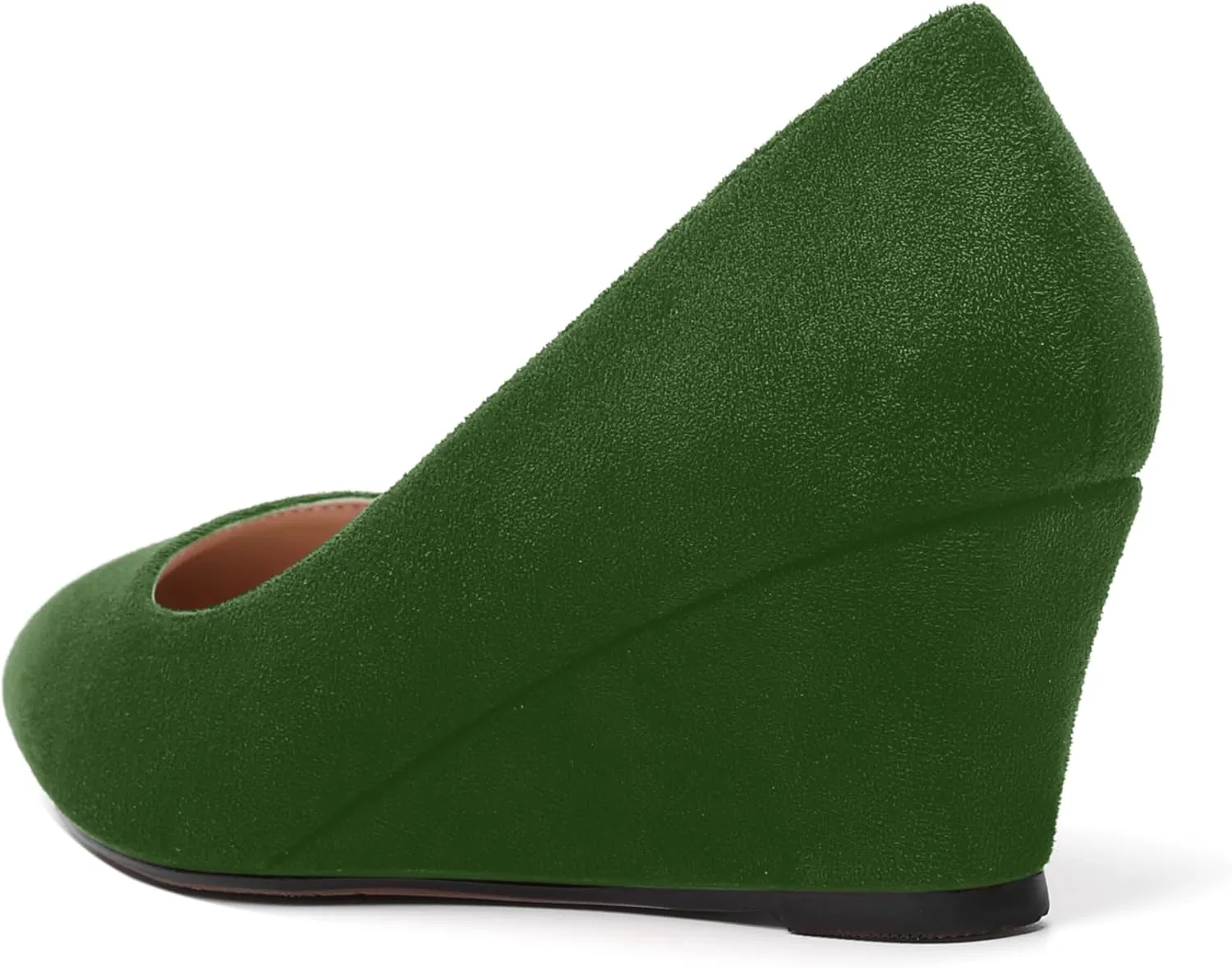 ROSERWISH Womens Wedding Pointed Toe Suede Fashion Slip On Comfortable Wedge Low Heel Pumps Dress Shoes 2 Inch