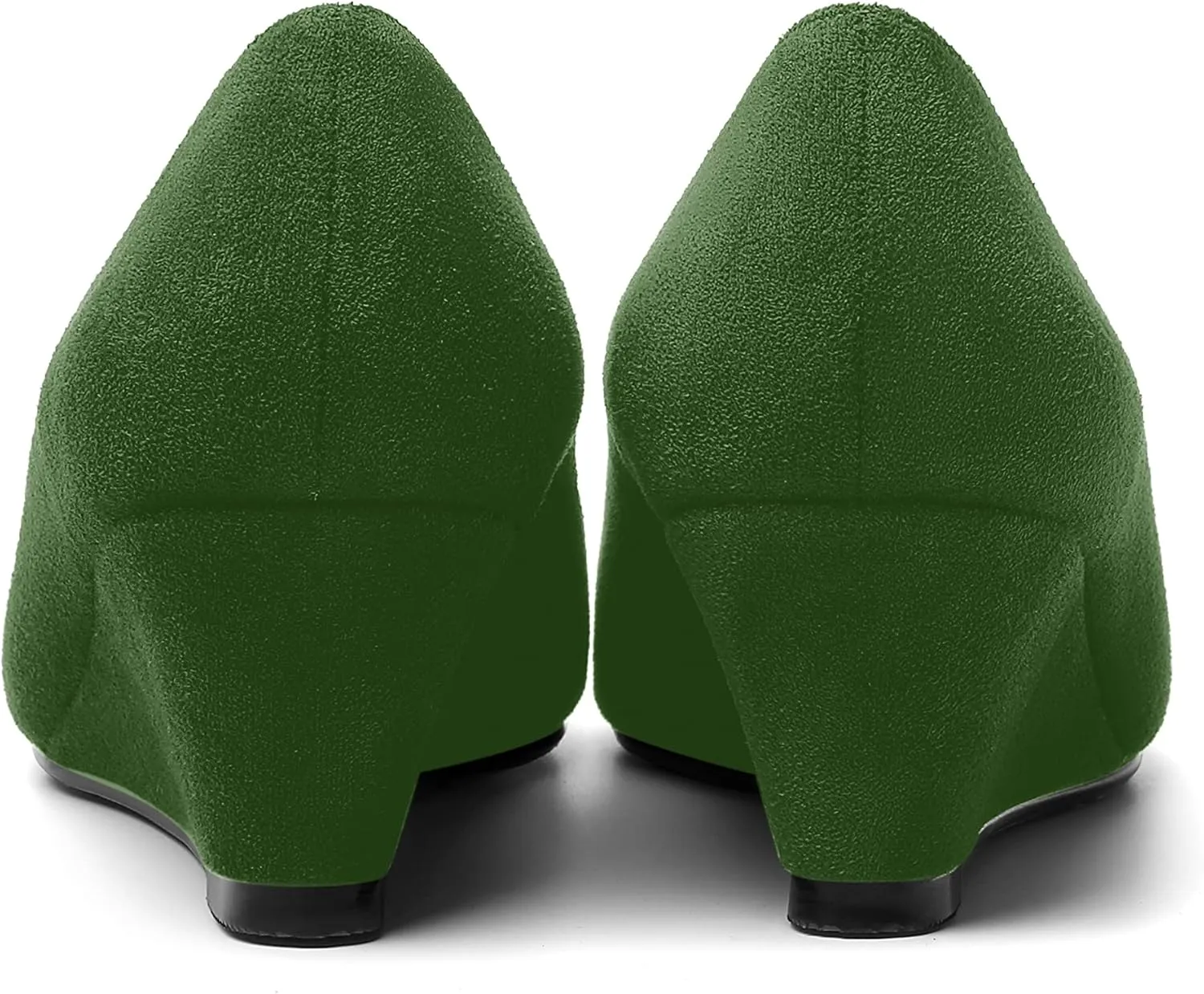 ROSERWISH Womens Wedding Pointed Toe Suede Fashion Slip On Comfortable Wedge Low Heel Pumps Dress Shoes 2 Inch