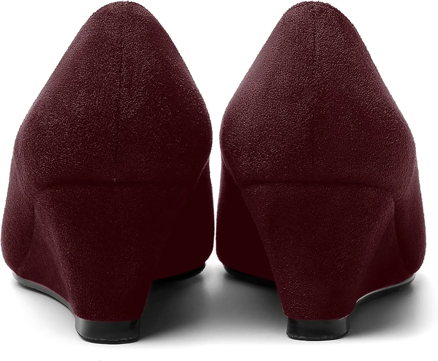 ROSERWISH Womens Wedding Pointed Toe Suede Fashion Slip On Comfortable Wedge Low Heel Pumps Dress Shoes 2 Inch