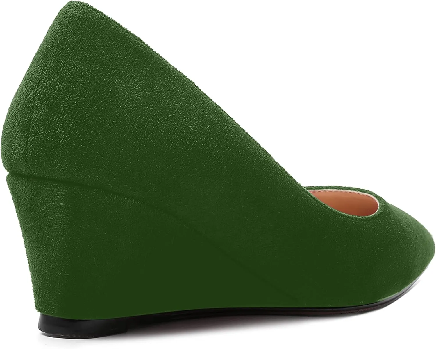 ROSERWISH Womens Wedding Pointed Toe Suede Fashion Slip On Comfortable Wedge Low Heel Pumps Dress Shoes 2 Inch