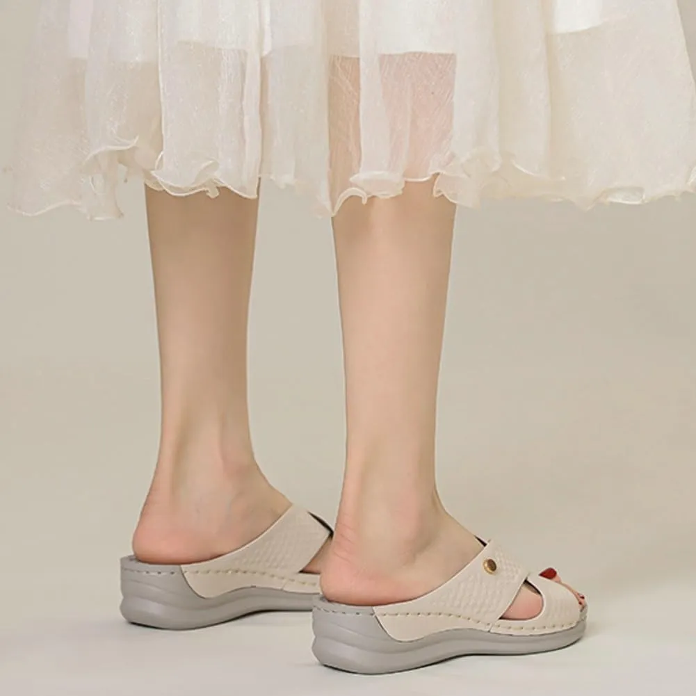 Rungion Summer Wedge Sandals for Women Slip On Dressy Comfortable Slides Sandals Lightweight Non-slip Platform Beach Shoes