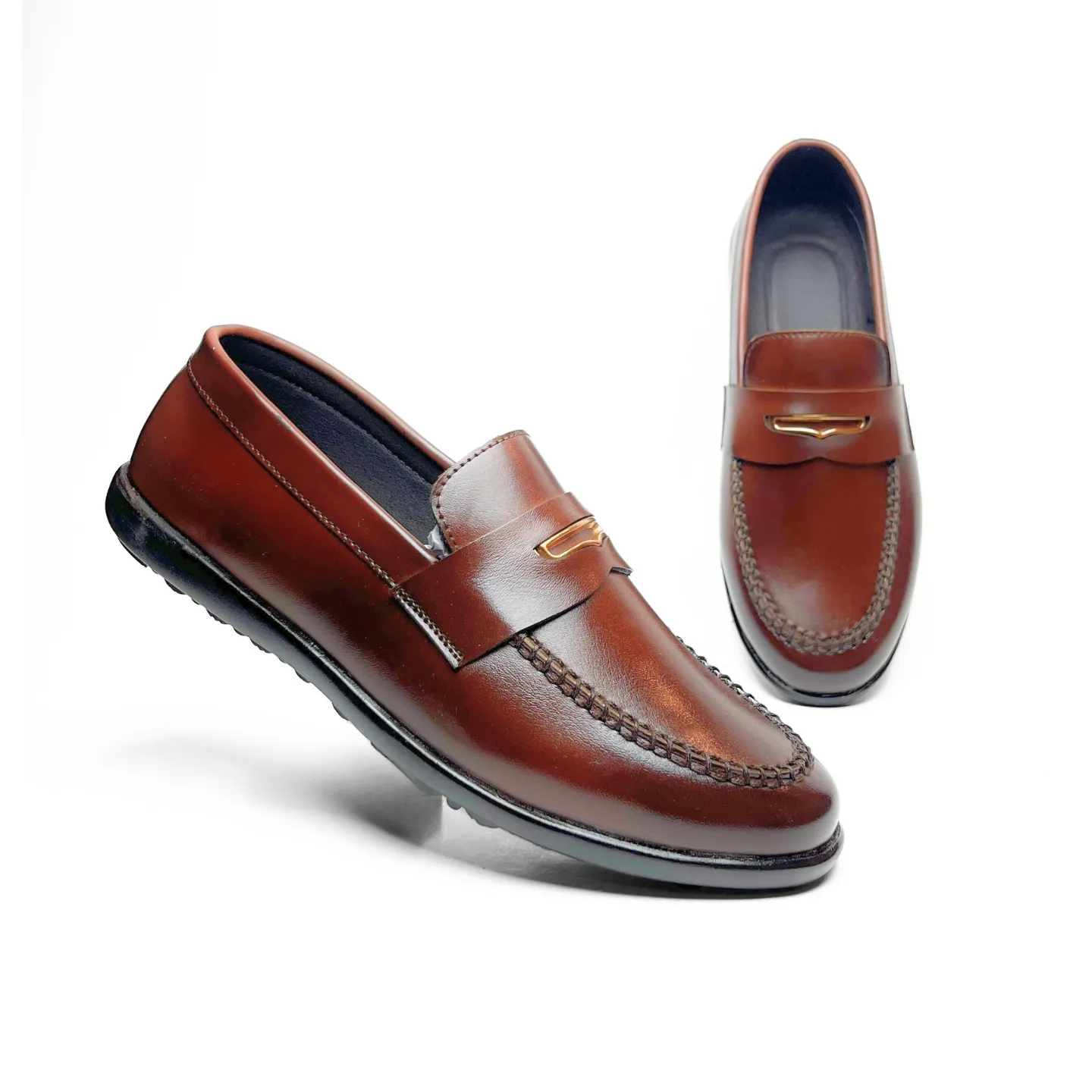 Rustic Charm Vegan Leather Loafers (Tan)(1005)