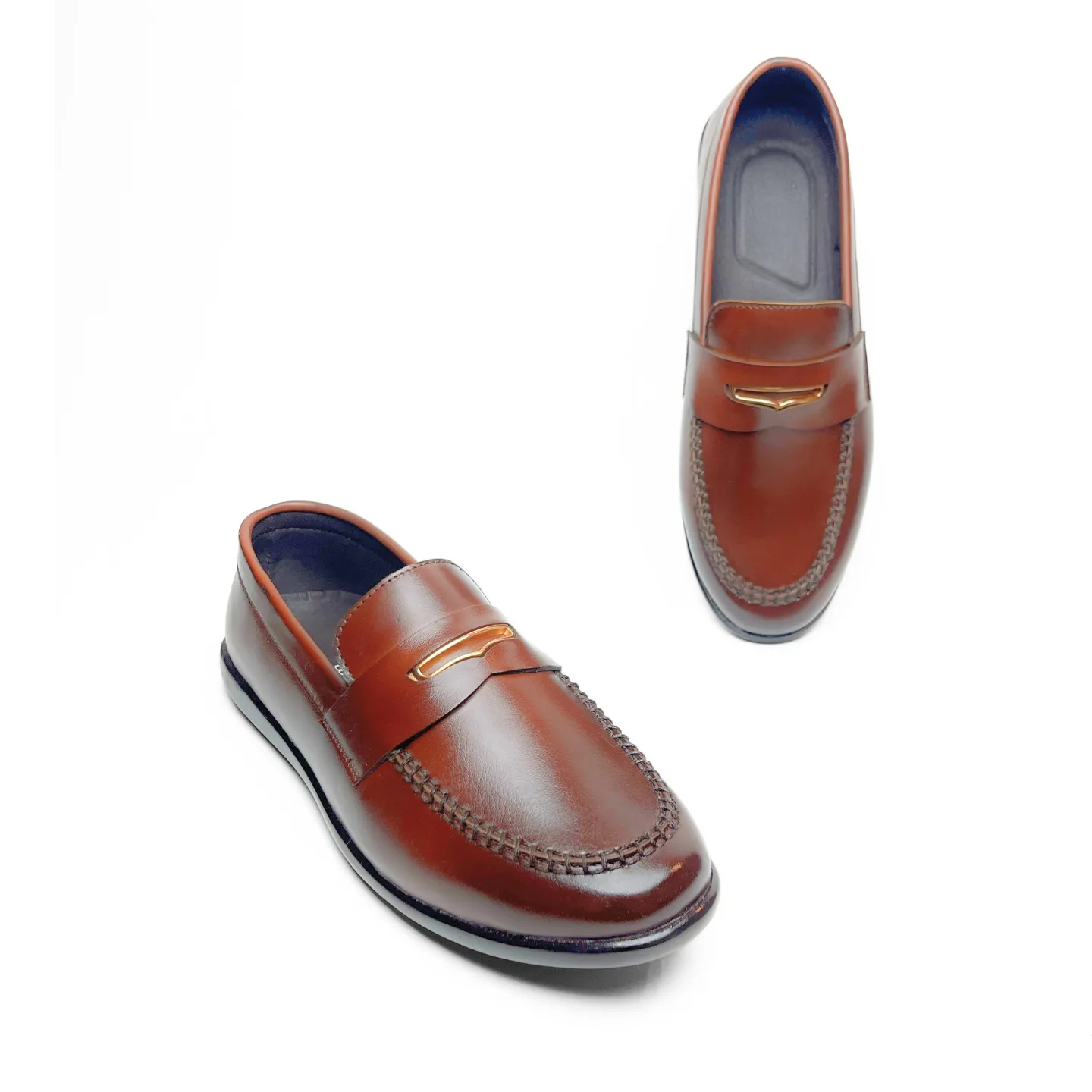 Rustic Charm Vegan Leather Loafers (Tan)(1005)