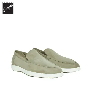 Sage Green (Verde) Deer-Skin Suede Unlined Loafers - Fabiano Ricci