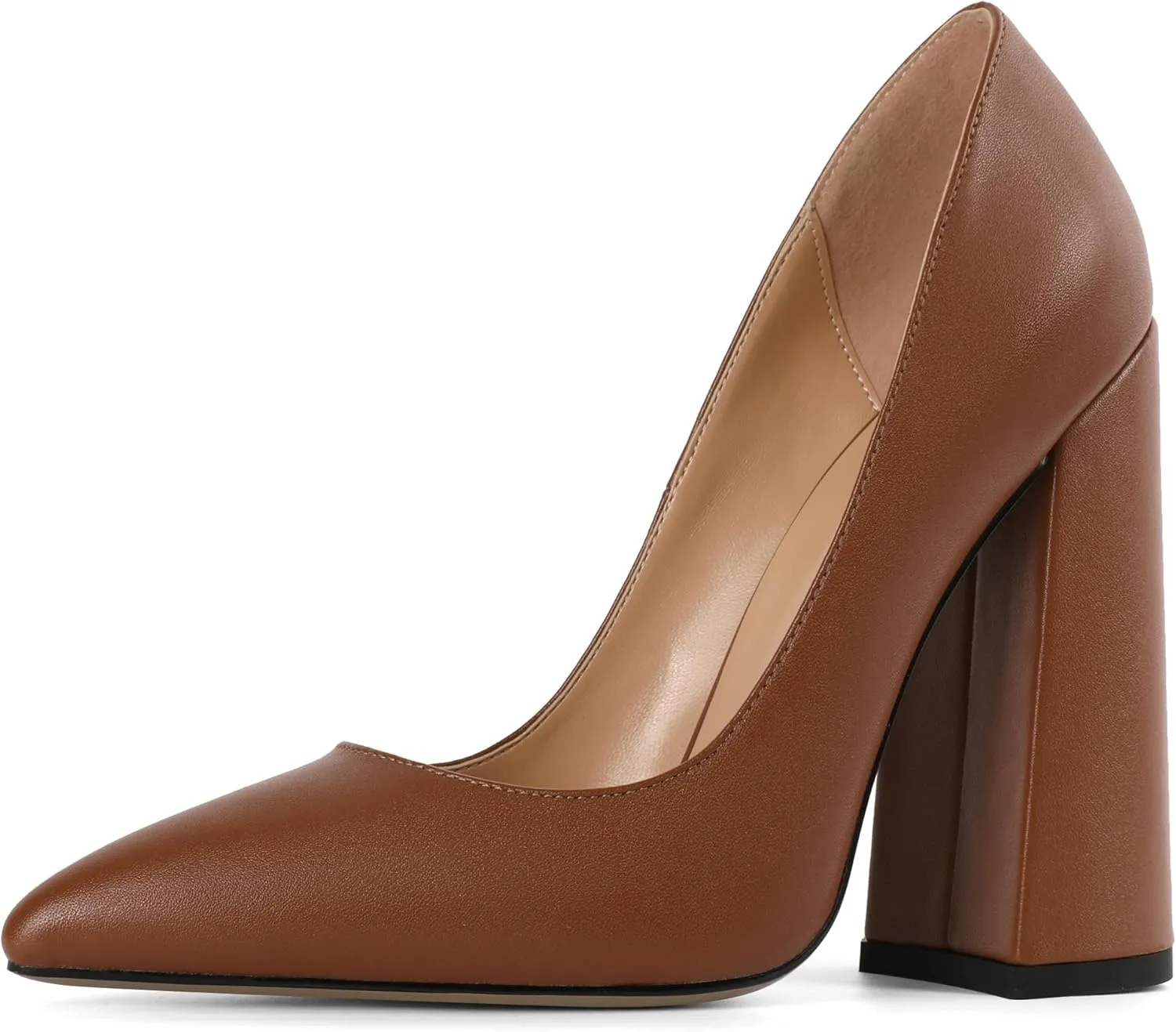 SAMMITOP Women's Chunky High Heel Pumps Pointed Toe Slip On Party Dress Shoes