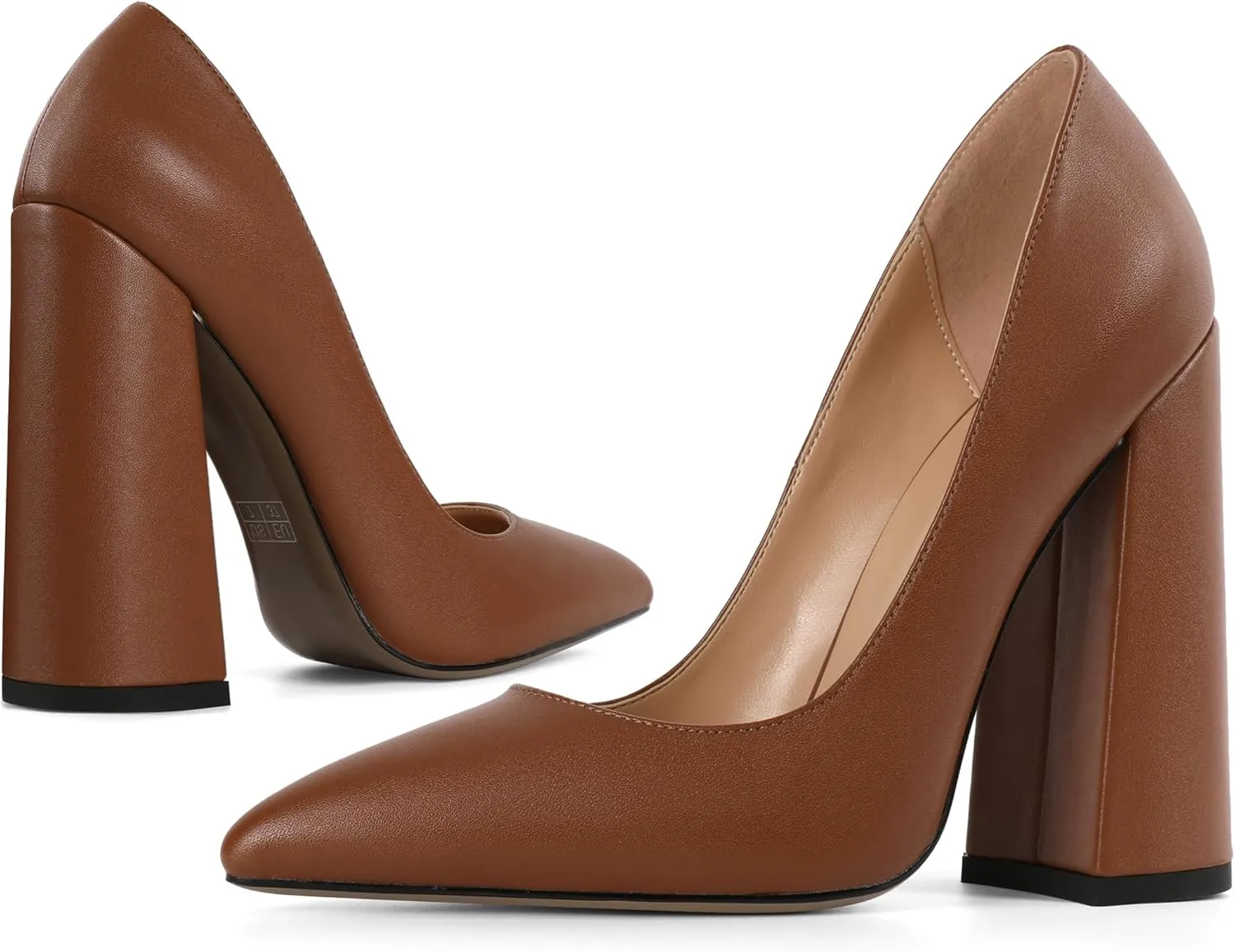 SAMMITOP Women's Chunky High Heel Pumps Pointed Toe Slip On Party Dress Shoes