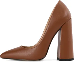 SAMMITOP Women's Chunky High Heel Pumps Pointed Toe Slip On Party Dress Shoes