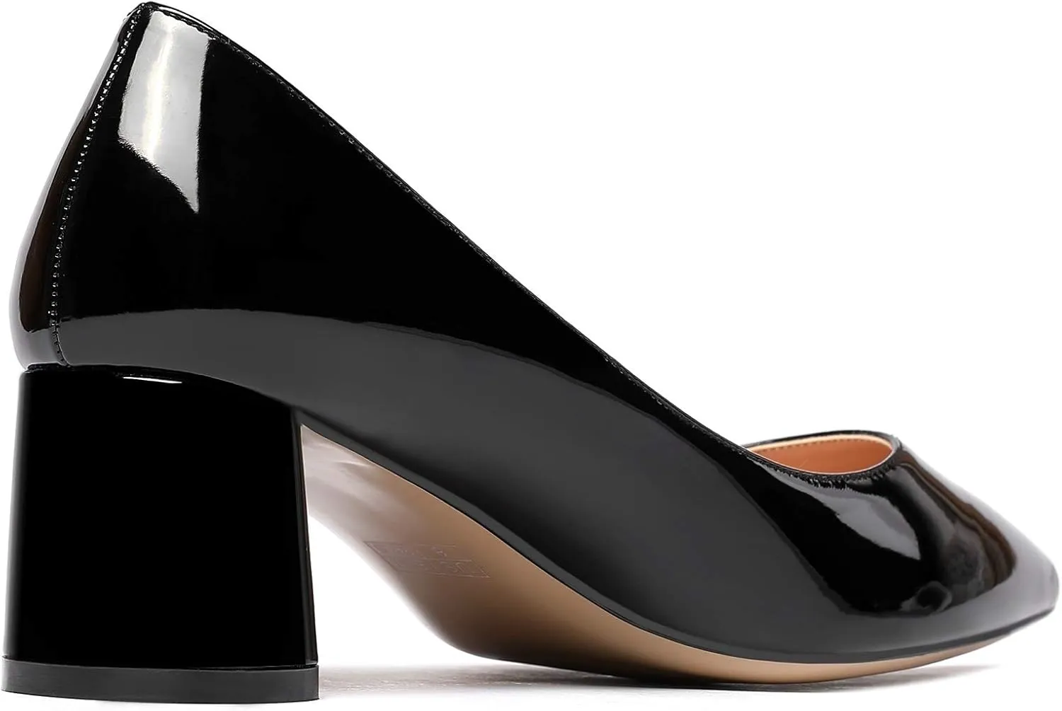 SAMMITOP Women's Women's Chunky Heels Slip-on Pumps Comfortable Leather Mid Heel Pointed Toe Block Office Classic Shoes 5 cm Heel