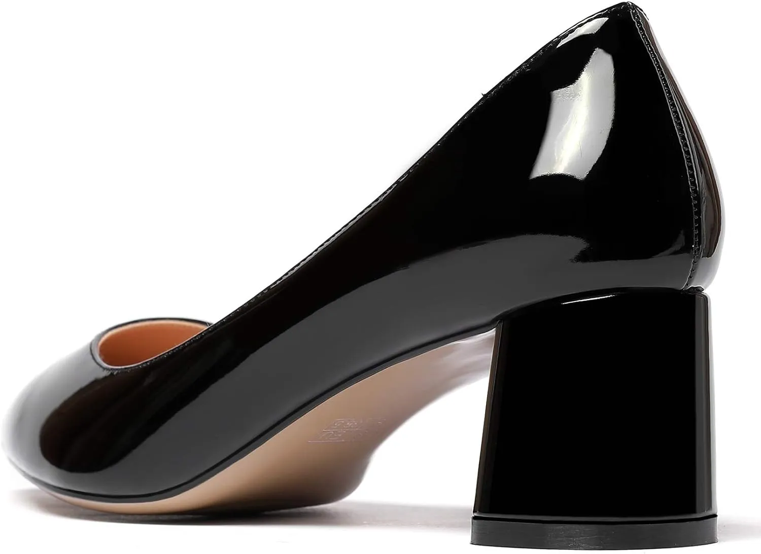 SAMMITOP Women's Women's Chunky Heels Slip-on Pumps Comfortable Leather Mid Heel Pointed Toe Block Office Classic Shoes 5 cm Heel