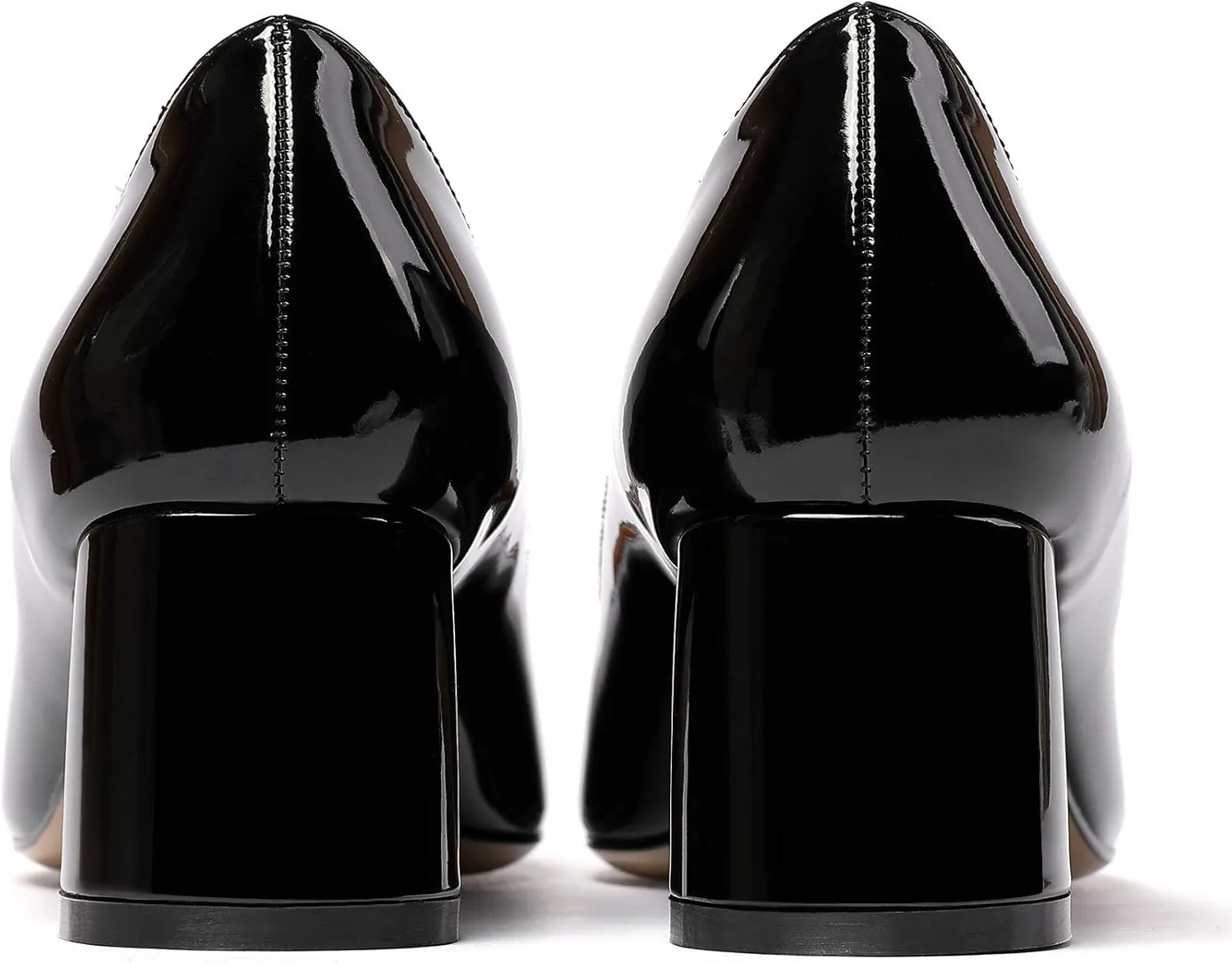 SAMMITOP Women's Women's Chunky Heels Slip-on Pumps Comfortable Leather Mid Heel Pointed Toe Block Office Classic Shoes 5 cm Heel