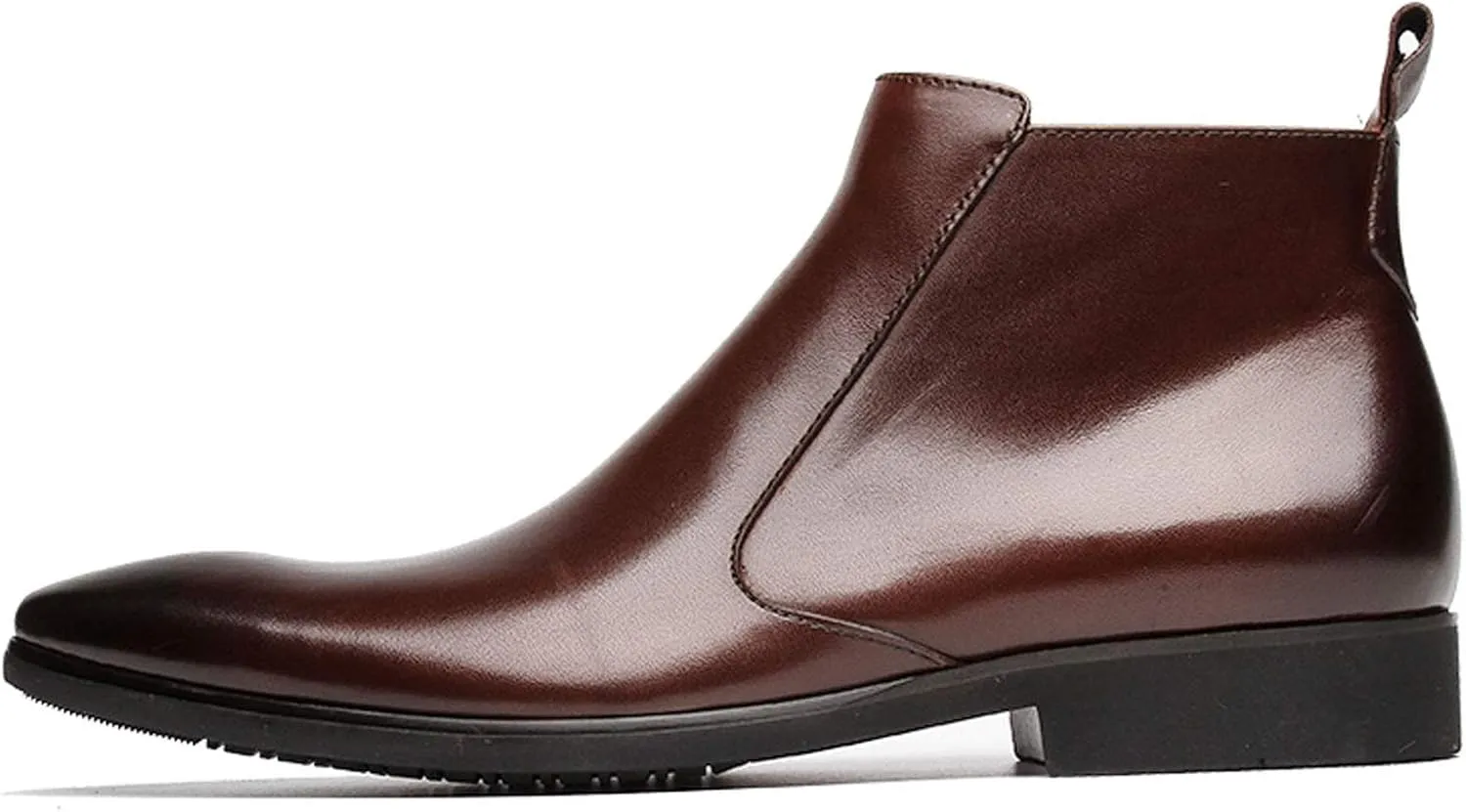 Santimon Mens Chelsea Boots Leather Zipper Ankle Dress Boots for Men Black Burgundy