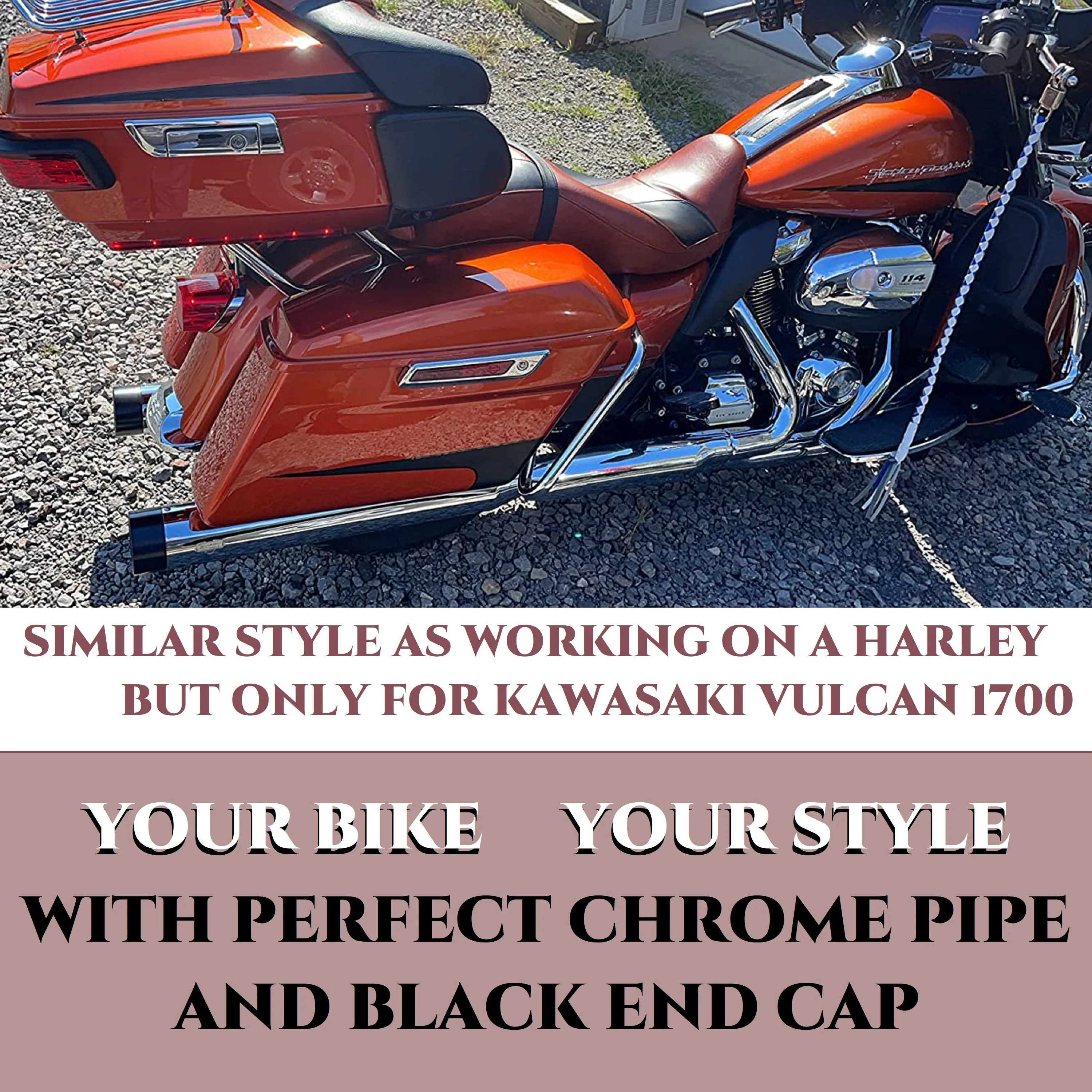 Sharkroad Exhaust Slip On Muffler For Kawasaki Vulcan Voyager 1700 Touring Models