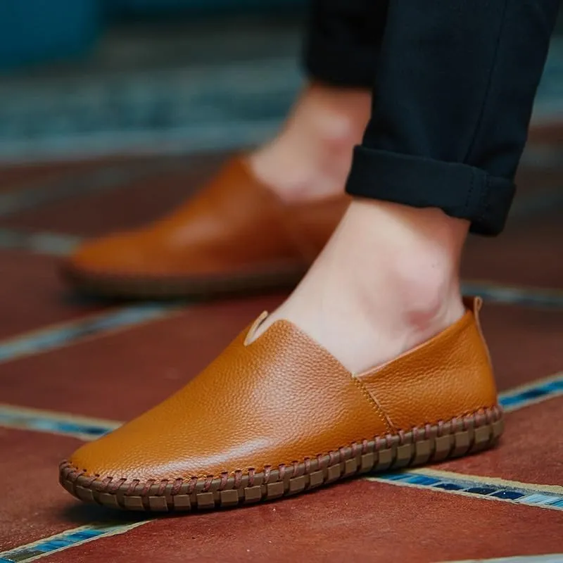 Shoes Men's Soft Sole Surface Slip-on Loafers Versatile Comfortable Casual Oxford Shoes for Party Driving Business Men Low-top Flat Shoes