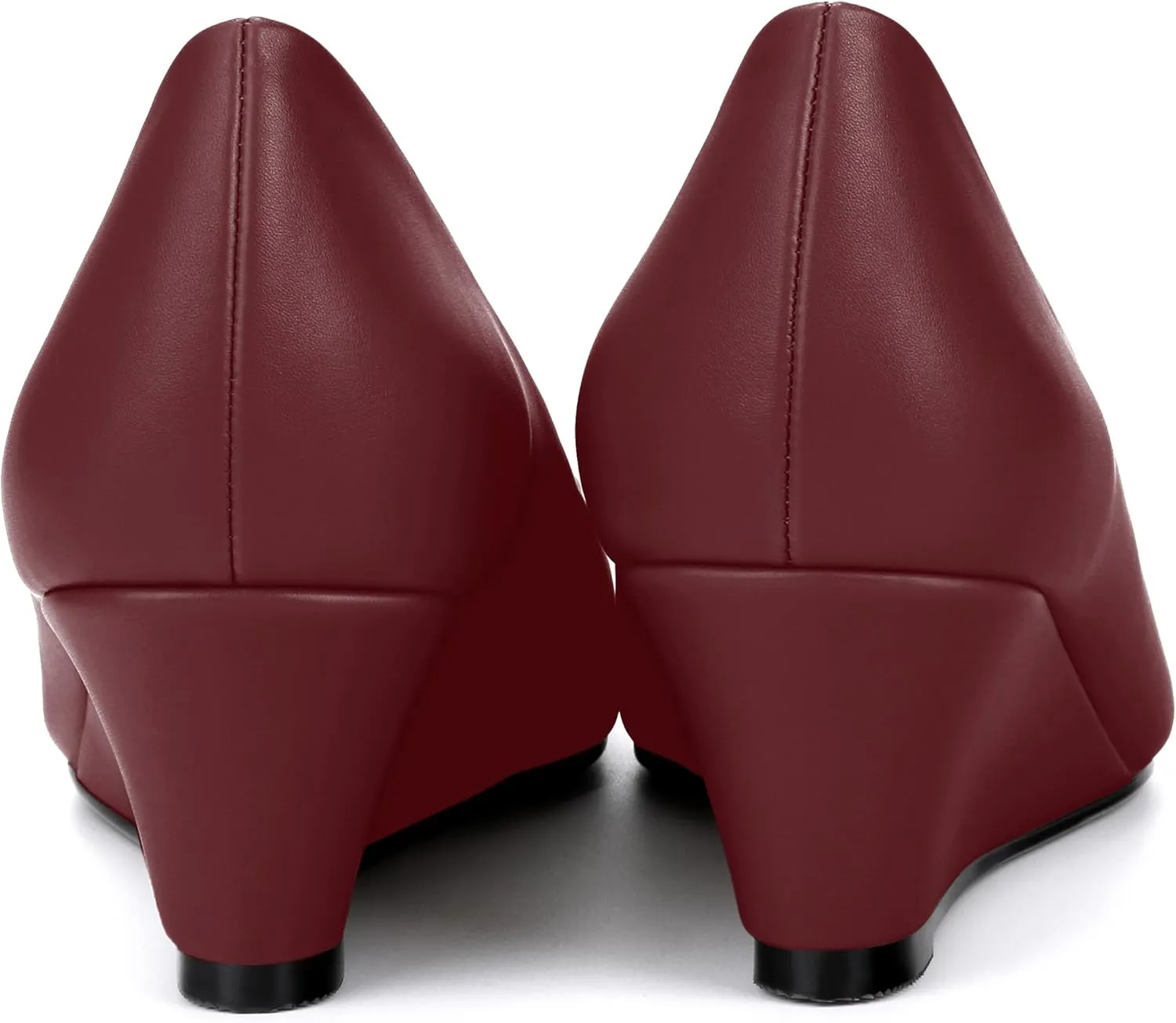 SHOWFOREST Women's Wedge Low Heels Square Toe Slip-on Comfortable Dress Pumps Shoes