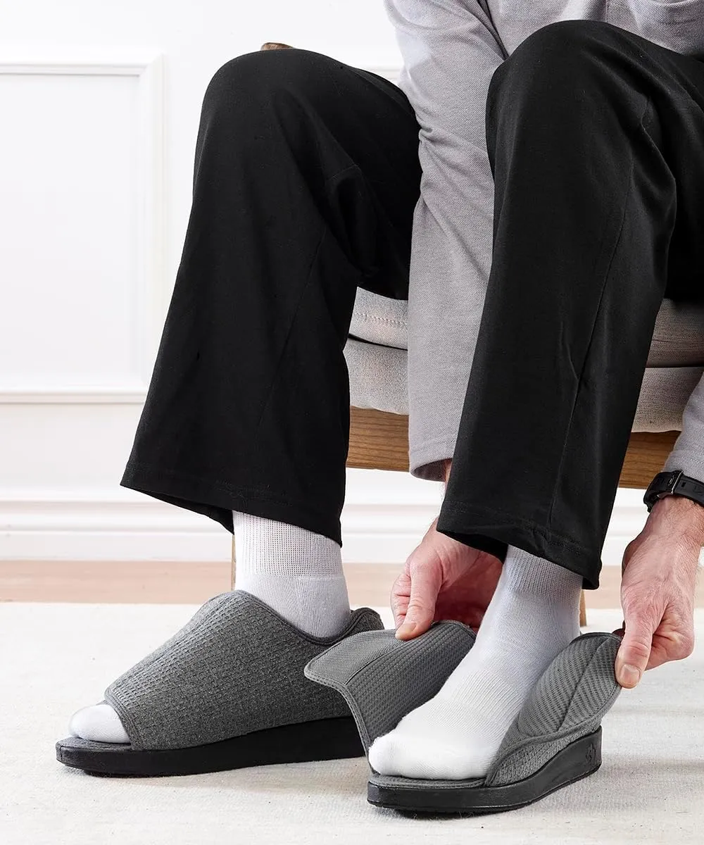 Silverts Diabetic Open-Toe Shoes for Men | Extra-Wide Non-Slip Comfortable Slippers for Elderly, Swelling, Sensitive Feet
