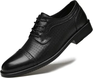Single Season Oxford Dress Shoes for Men Lace Up Cap Toe Burnished Toe Derby Shoes Vegan Leather Rubber Sole Slip Resistant Block Heel Low Top Classic Very Popular Among Young People