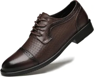 Single Season Oxford Dress Shoes for Men Lace Up Cap Toe Burnished Toe Derby Shoes Vegan Leather Rubber Sole Slip Resistant Block Heel Low Top Classic Very Popular Among Young People
