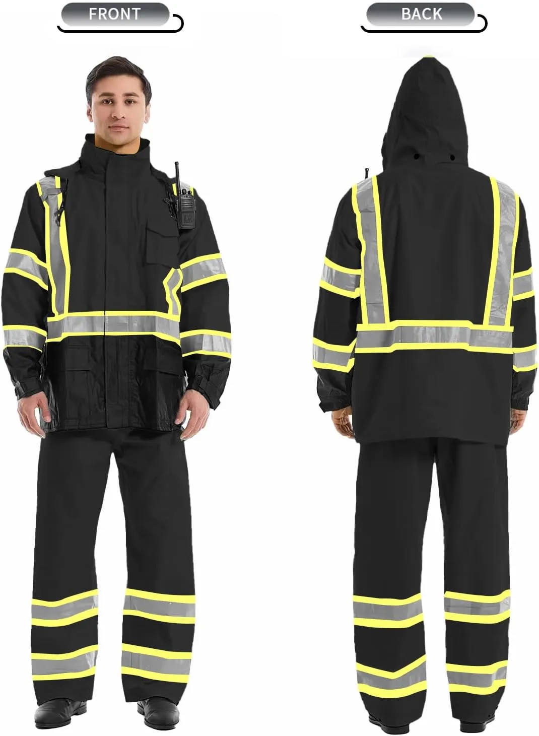 SKSAFETY Safety Softshell Jacket for men, High Visibility Rain coat, Waterproof Hi Vis Rain jacket, ANSI/ISEA Class 3