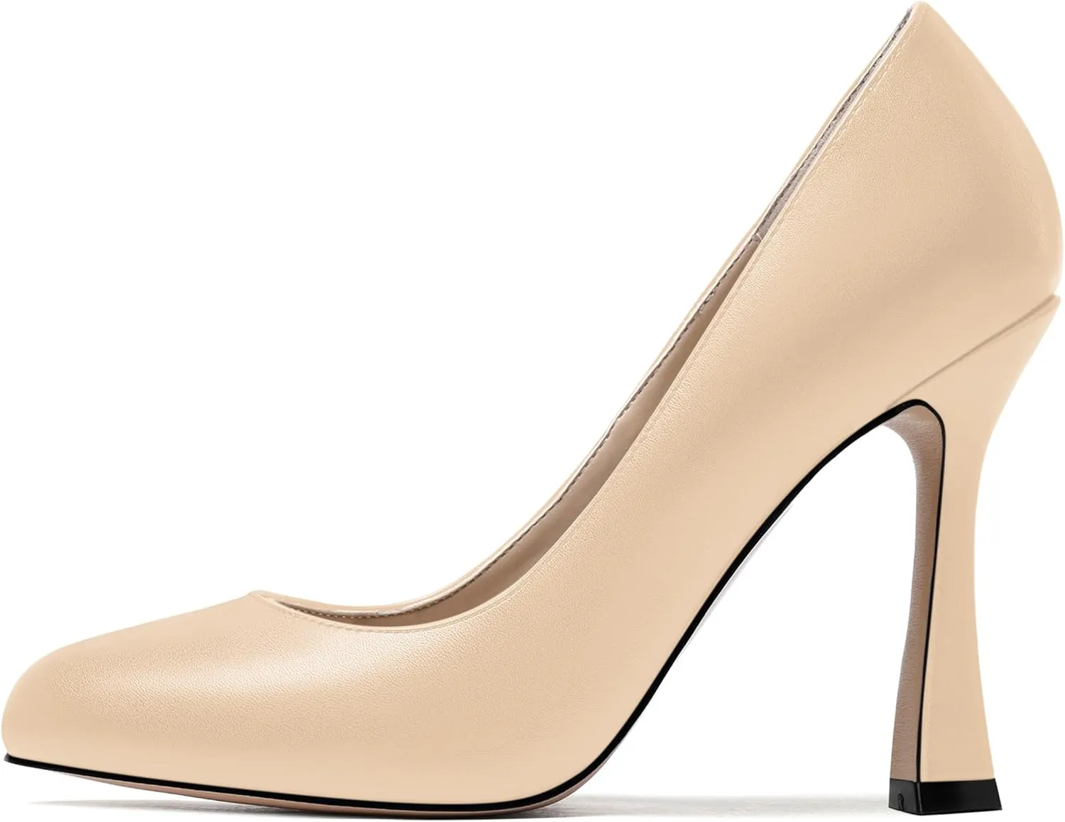 SKYSTERRY Womens Round Toe Casual Office Matte Slip On Spool High Heel Pumps Shoes 4 Inch