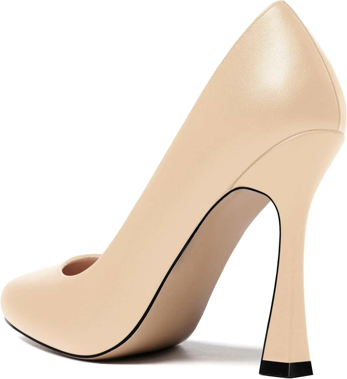 SKYSTERRY Womens Round Toe Casual Office Matte Slip On Spool High Heel Pumps Shoes 4 Inch