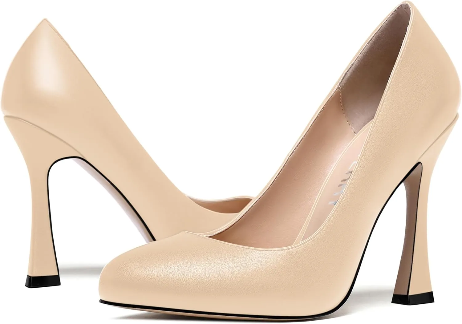 SKYSTERRY Womens Round Toe Casual Office Matte Slip On Spool High Heel Pumps Shoes 4 Inch