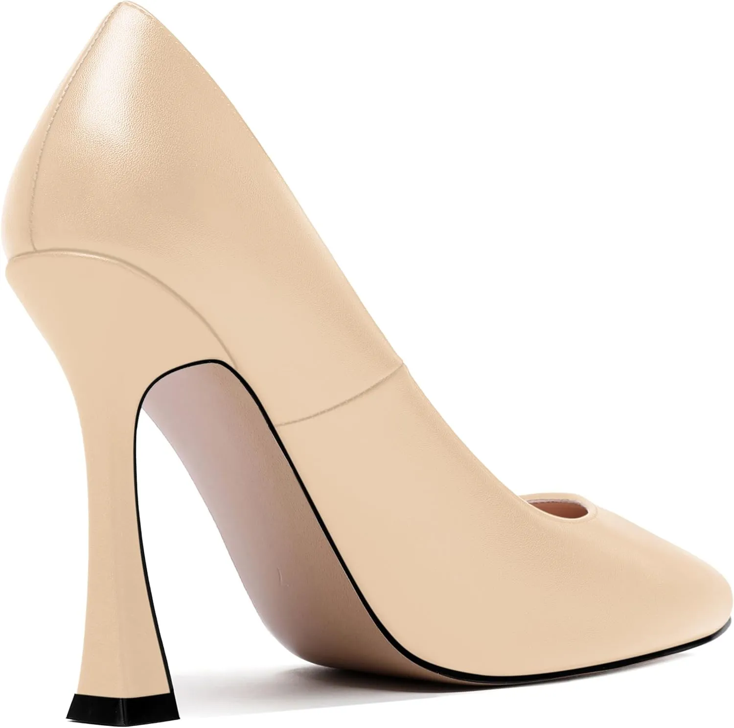 SKYSTERRY Womens Round Toe Casual Office Matte Slip On Spool High Heel Pumps Shoes 4 Inch