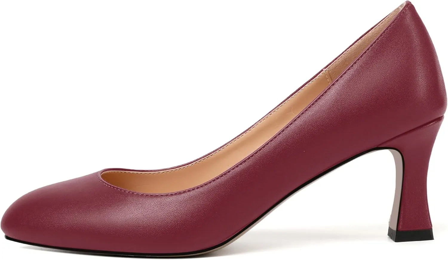 SKYSTERRY Womens Wedding Solid Patent Round Toe Slip On Dress Spool Mid Heel Pumps Shoes 2.5 Inch