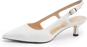 Slingback Kitten Heels for Women, Pointed Closed Toe Heels, Comfortable Women Pumps Low Heel Dress Shoes