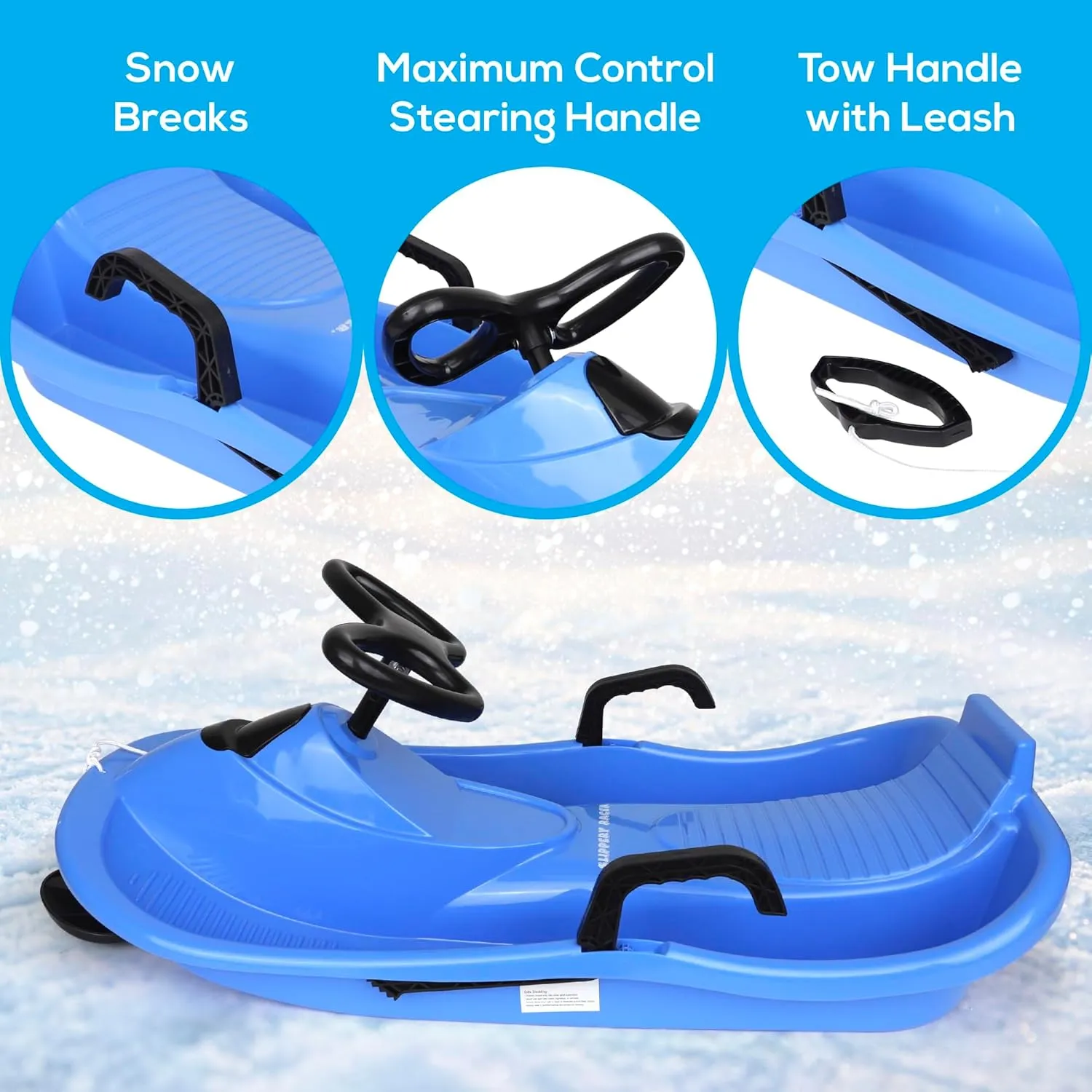 Slippery Racer Downhill Derby Kids Steerable Snow Sled