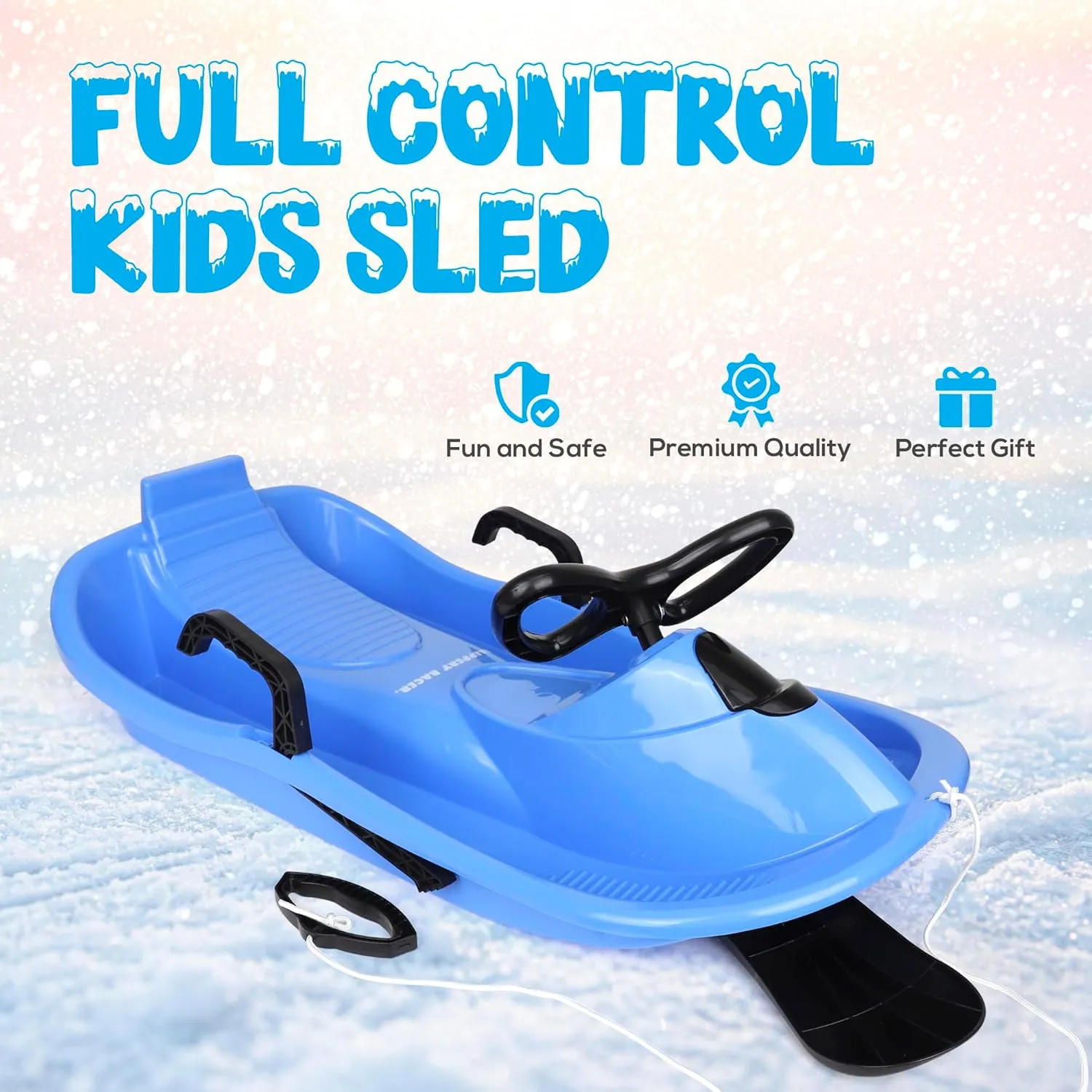 Slippery Racer Downhill Derby Kids Steerable Snow Sled